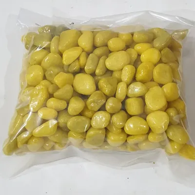 Yellow color stone pebbles - pack of 1 kg - mix size. Suitable for Aquarium/Garden and general decoration.