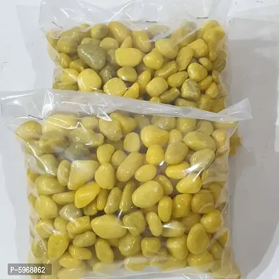 Yellow color stone pebbles - pack of 2 kg - mix size. Suitable for Aquarium/Garden and general decoration.-thumb0