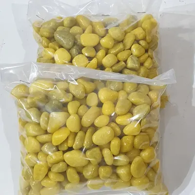 Yellow color stone pebbles - pack of 2 kg - mix size. Suitable for Aquarium/Garden and general decoration.