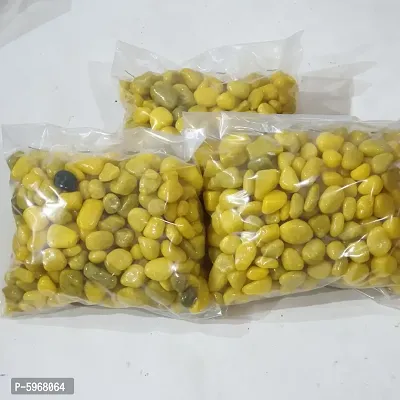 Yellow color stone pebbles - pack of 3 kg - mix size. Suitable for Aquarium/Garden and general decoration.-thumb0