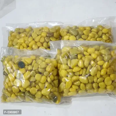 Yellow color stone pebbles - pack of 4 kg - mix size. Suitable for Aquarium/Garden and general decoration.-thumb0