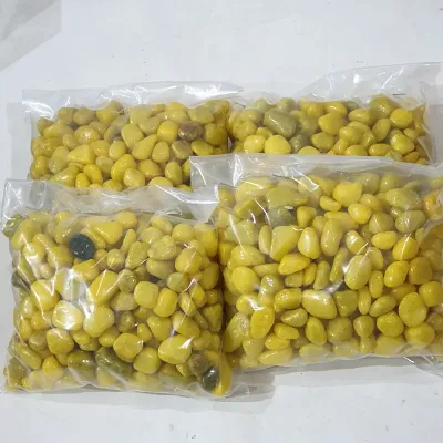 Yellow color stone pebbles - pack of 4 kg - mix size. Suitable for Aquarium/Garden and general decoration.