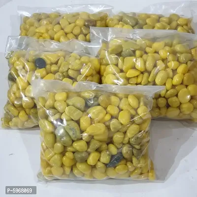Yellow color stone pebbles - pack of 5 kg - mix size. Suitable for Aquarium/Garden and general decoration.-thumb0