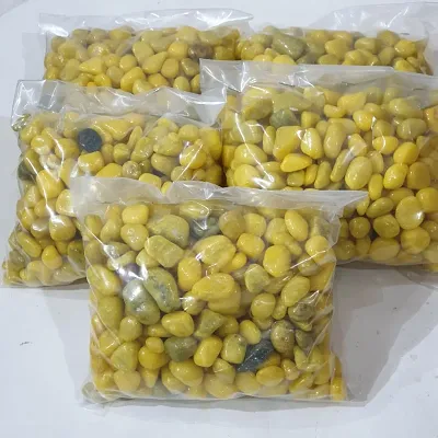 Yellow color stone pebbles - pack of 5 kg - mix size. Suitable for Aquarium/Garden and general decoration.