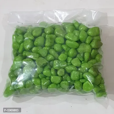 Green color stone pebbles - pack of 1 kg - mix size. Suitable for Aquarium/Garden and general decoration.-thumb0