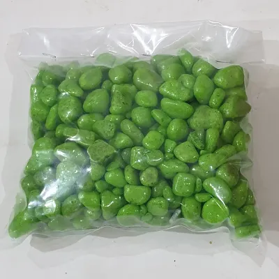 Green color stone pebbles - pack of 1 kg - mix size. Suitable for Aquarium/Garden and general decoration.