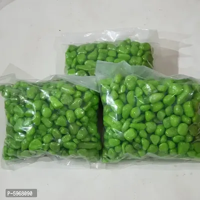 Green color stone pebbles - pack of 3 kg - mix size. Suitable for Aquarium/Garden and general decoration.-thumb0