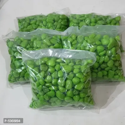 Green color stone pebbles - pack of 5 kg - mix size. Suitable for Aquarium/Garden and general decoration.-thumb0