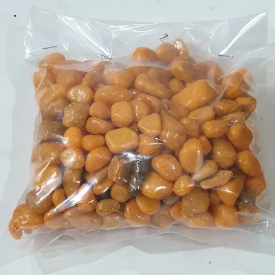 Orange color stone pebbles - pack of 1 kg - mix size. Suitable for Aquarium/Garden and general decoration.