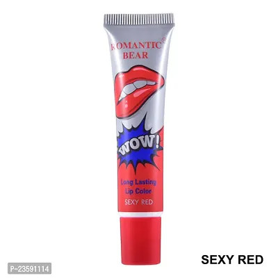 Digital Shoppy Romantic Bear Peel Off Lipstick, Glossy Finish - Sexy Red