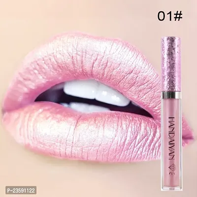 Metallic Diamond Liquid Glitter Shimmer Lipstick Nonstick Cup Makeup Lip Gloss-thumb0