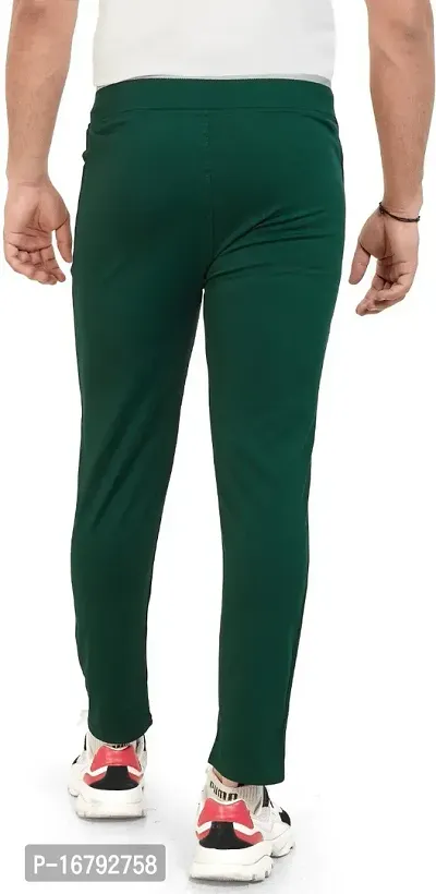 Stylish Green Lycra Spandex Solid Regular Track Pants For Men-thumb2
