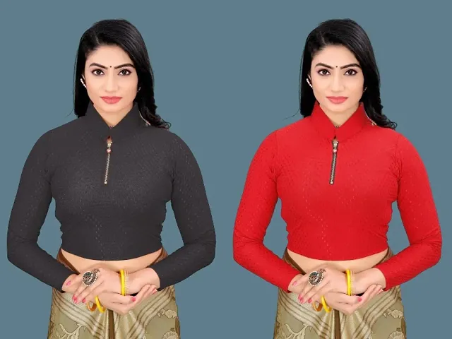 Cotton Lycra Readymade Stretchable Collar Blouses
