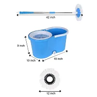 Bucket mop Floor Cleaner with 2 Refill And Stainless Steel Mop Road (Blue)-thumb4