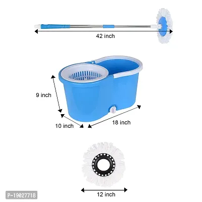 Bucket mop Floor Cleaner with 2 Refill And Stainless Steel Mop Road (Blue)-thumb5