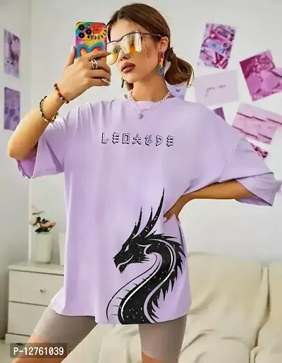 Reliable Purple Cotton Printed T-Shirt For Women-thumb0