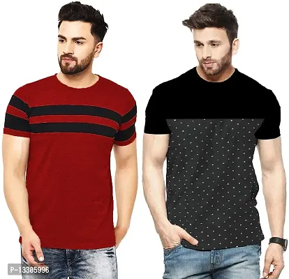 Stylish Fancy Cotton T-Shirts For Men Pack Of 2-thumb0