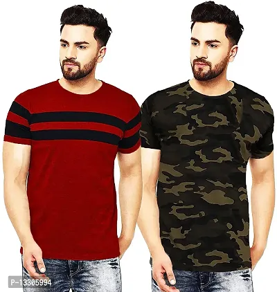 Stylish Fancy Cotton T-Shirts For Men Pack Of 2