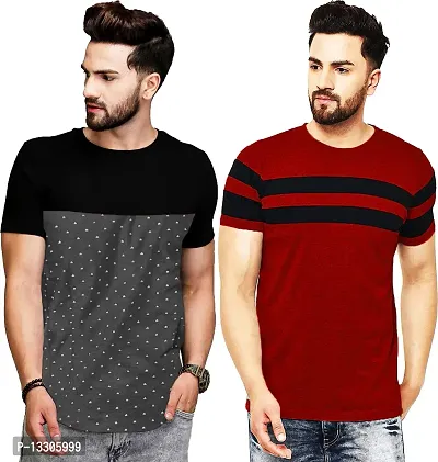 Stylish Fancy Cotton T-Shirts For Men Pack Of 2-thumb0
