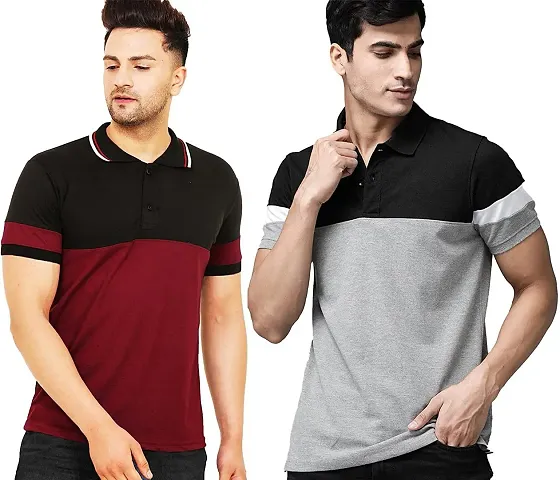 Trendy Blend Regular Fit Half Sleeve Polo T-Shirt For Men Pack Of 2