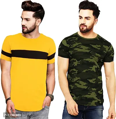 Stylish Fancy Cotton T-Shirts For Men Pack Of 2-thumb0