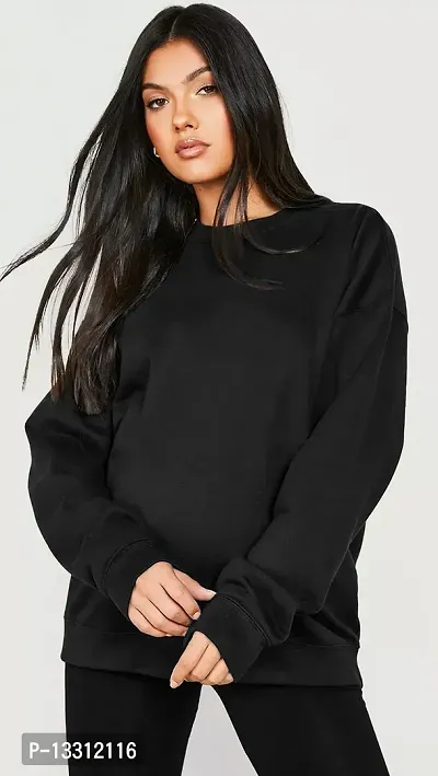 Stylish Fancy Cotton Solid Sweatshirts For Women-thumb0