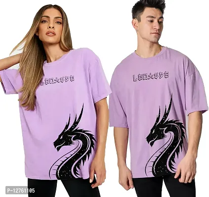 Reliable Purple Cotton Printed Couple T-Shirt For Men And Women Pack Of 2