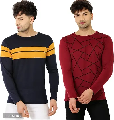 Stylish Fancy Cotton T-Shirts For Men Pack Of 2-thumb0