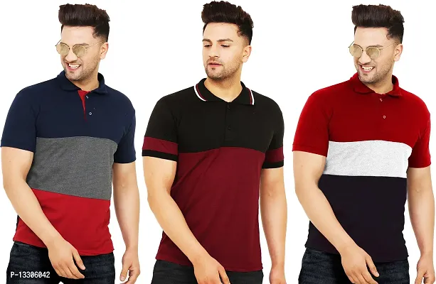 Stylish Fancy Cotton T-Shirts For Men Pack Of 3-thumb0
