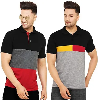 LEOTUDE Regular Fit Half Sleeve Men's Polo T-Shirt Combo (Pack of 2)