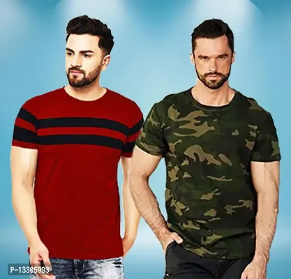 Stylish Fancy Cotton T-Shirts For Men Pack Of 2