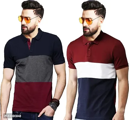 Stylish Fancy Cotton T-Shirts For Men Pack Of 2-thumb0