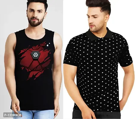 Stylish Fancy Cotton T-Shirts For Men Pack Of 2-thumb0