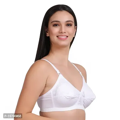 Feliza Women's Non-Wired Cotton Push-Up Non Padded Flower Printed White Color Latest  Stylish Bra-thumb4