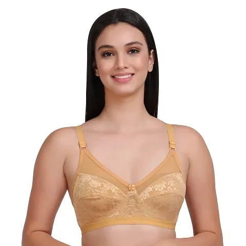 Felizia Women Net Non-Padded Wire Free Regular Bra | Women Net Bra Full Coverage | Wire Free Non Padded Seamless Bra for Women | Cup Type - B