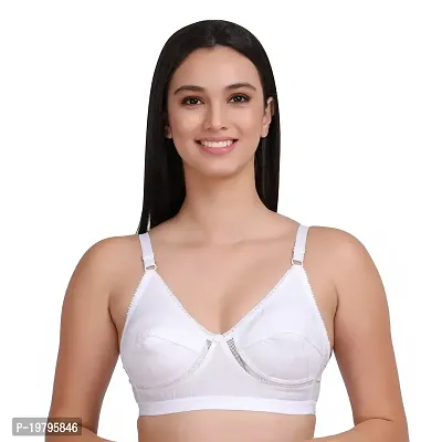 Feliza Women's Non-Wired Cotton Push-Up Non Padded White Bra