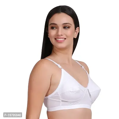 Feliza Women's Non-Wired Cotton Push-Up Non Padded White Bra-thumb3