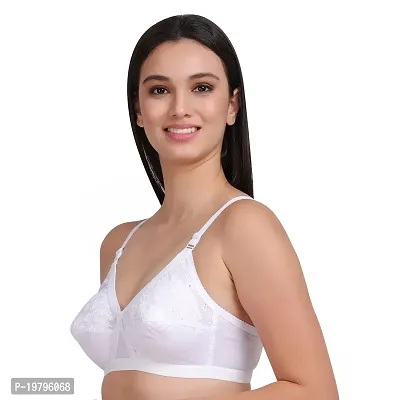 Feliza Women's Non-Wired Cotton Push-Up Non Padded Flower Printed White Color Latest  Stylish Bra-thumb5