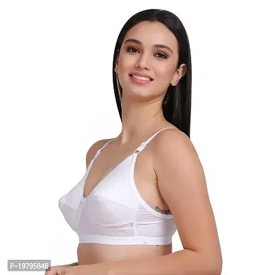 Feliza Women's Non-Wired Cotton Push-Up Non Padded White Bra-thumb4