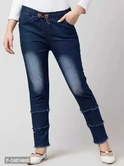 Stylish Blue Women Slim Mid Rise Dark Blue Jeans