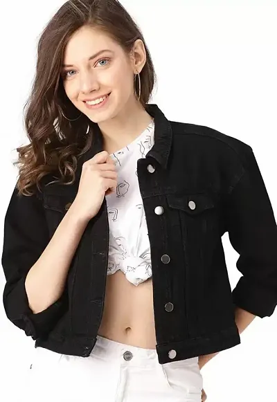 Stylish Denim Ombre Button Jackets For Women