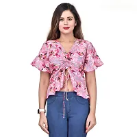 Women's Floral Printed Rayon Fitted Crop Top-thumb1
