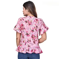 Women's Floral Printed Rayon Fitted Crop Top-thumb2