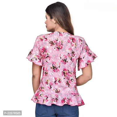Women's Floral Printed Rayon Fitted Crop Top-thumb3