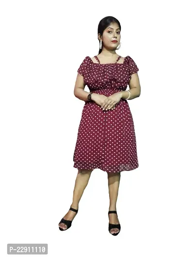 INDICREATION Polka-dot Fit  Flare Mini Dress-thumb0