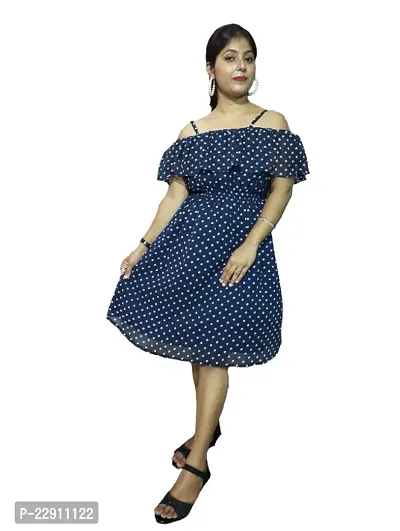 INDICREATION Polka-dot Fit  Flare Mini Dress-thumb0