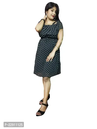 INDICREATION Polka-dot Fit  Flare Mini Dress-thumb0