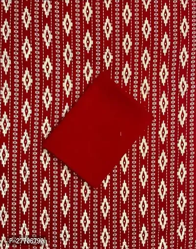 Elegant Red Poly Crepe Printed Fabric (by meter) For Women