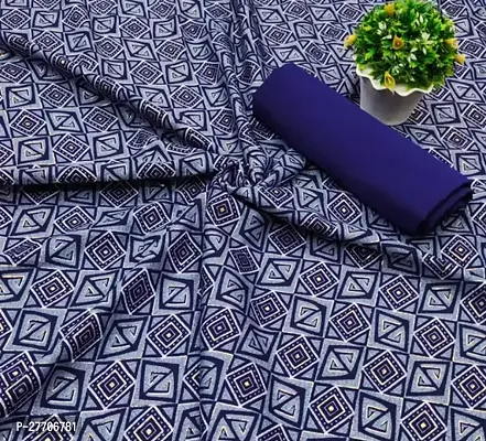 Elegant Blue Poly Crepe Printed Fabric (by meter) For Women