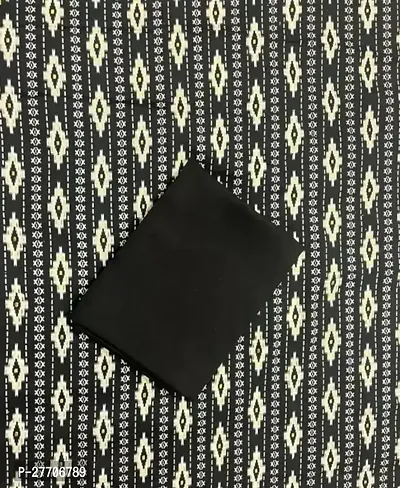 Elegant Black Poly Crepe Printed Fabric (by meter) For Women